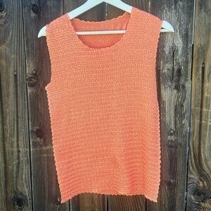 Nicola M Crinkle Textured Sleevless Top Pastel Peach